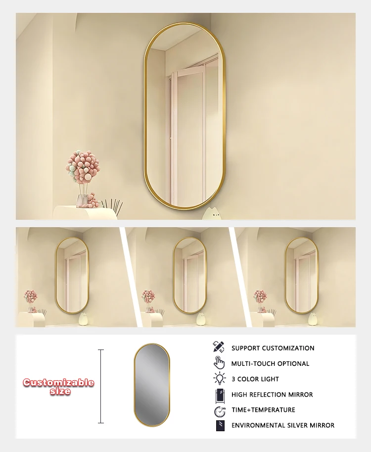 product minimalist bathroom aluminum frame mirror adjustable wall mounted mirror makeup decorative mirror for residential-7