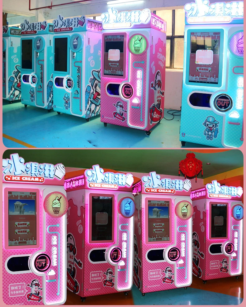 Coin Operated Ice Cream Vending Machine Frozen Soft Icecream Smart