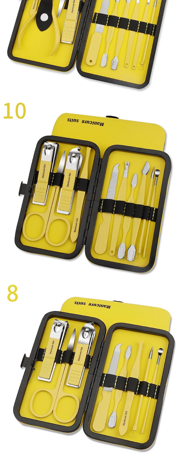 product hot selling 12 piece manicure  pedicure set stainless steel nail clipper tools-6