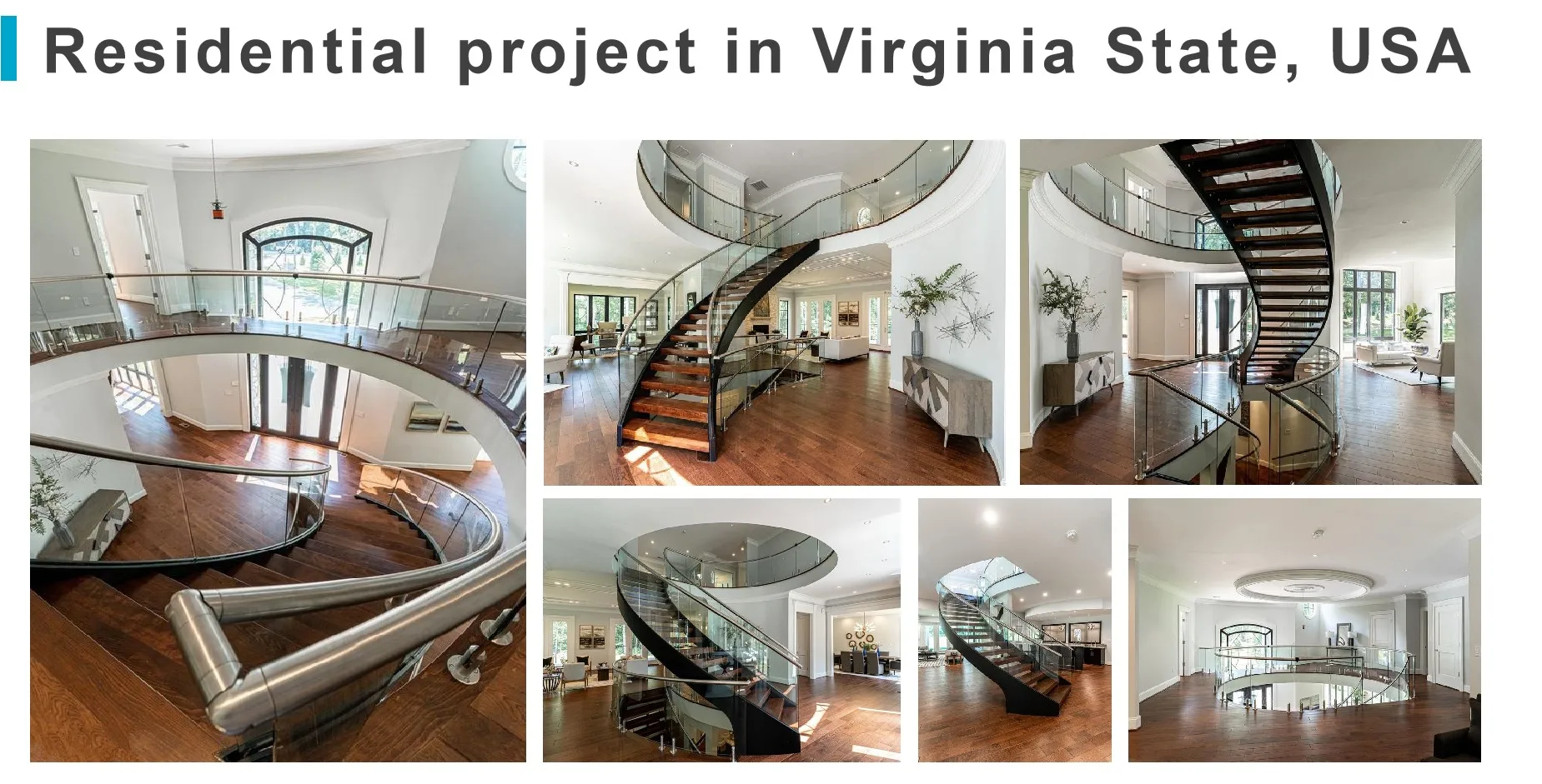 Curved/Arc spiral Staircase, Indoor staircase,Luxury Modern Home Decoration Glass decor stairs wooden Stairs supplier