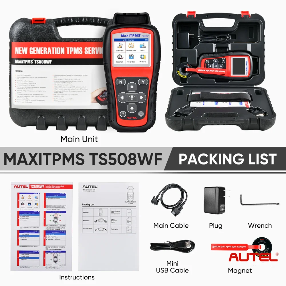 Versión de actualización 2024 de Autel TS508 TPMS herramienta WIFI actualización control de presión de neumáticos escáner de diagnóstico Autel MaxiTPMS TS508WF