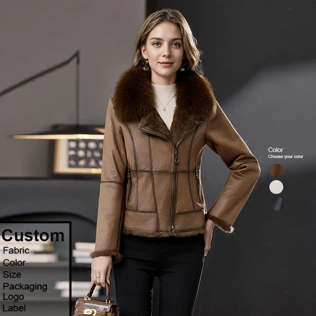 Custom Winter Jacket Woman New Fox Fur Collar Warm Sheepskin 90% White Duck Down Long Winter Women Clothes