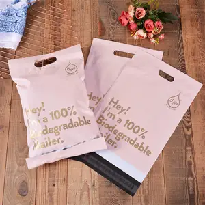 100%Biodegradable Custom Mailing Bag Compostable Mailer Clothing Courier Delivery Bags With Handle