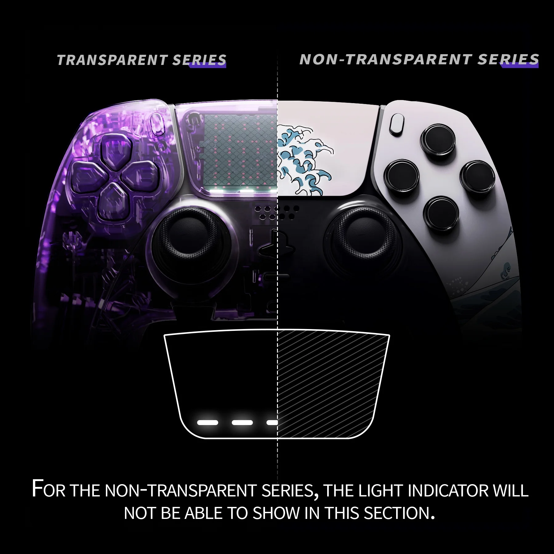 DualSense カスタム eXtremeRate eXtremeRate Clear Atomic Purple Full Set Housing Shell with