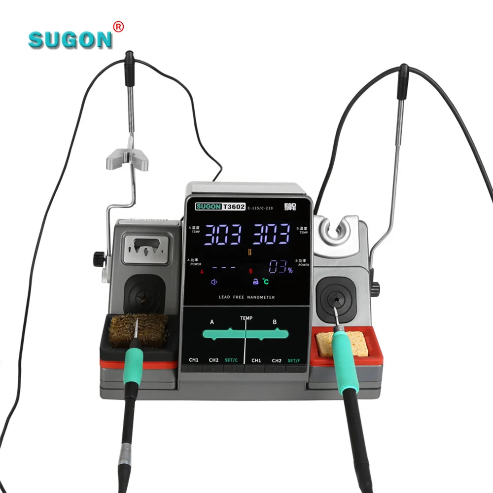 Factory SUGON T3602 Micro Auto Feed Electric Soldering Iron Bga Rework Station With 210 115 Original Soldering Tip