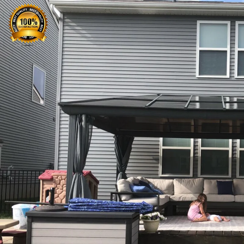 Prefab Modern Hexagon Aluminum Powder Coated Arch Gazebo Polycarbonate Roof UV Resistant LED Lighting Eco-Friendly Balcony