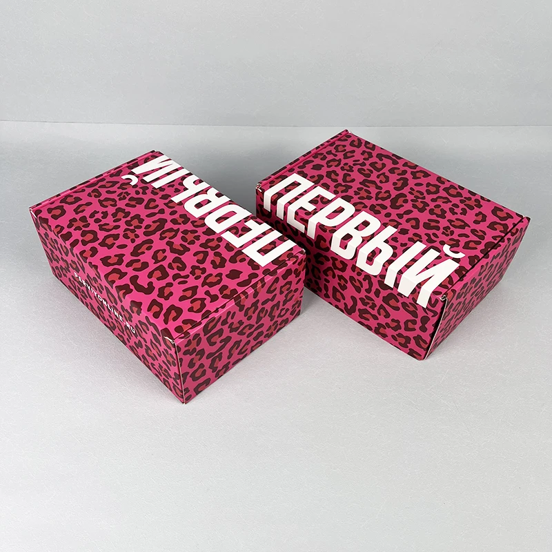 Corrugated Mailer Boxes | Lipack Leopard Print Paper Large Packaging Shipping Mailer Box Custom Pink Corrugated Mailing Box
