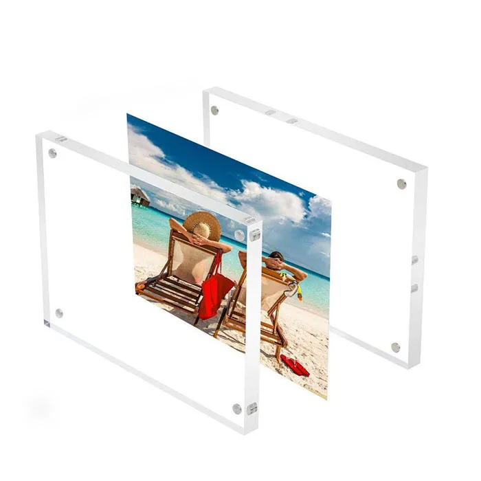 Acrylic Photo Frame Free Standing Magnetic Closure 4x6 Double Sided Acrylic Frame Display