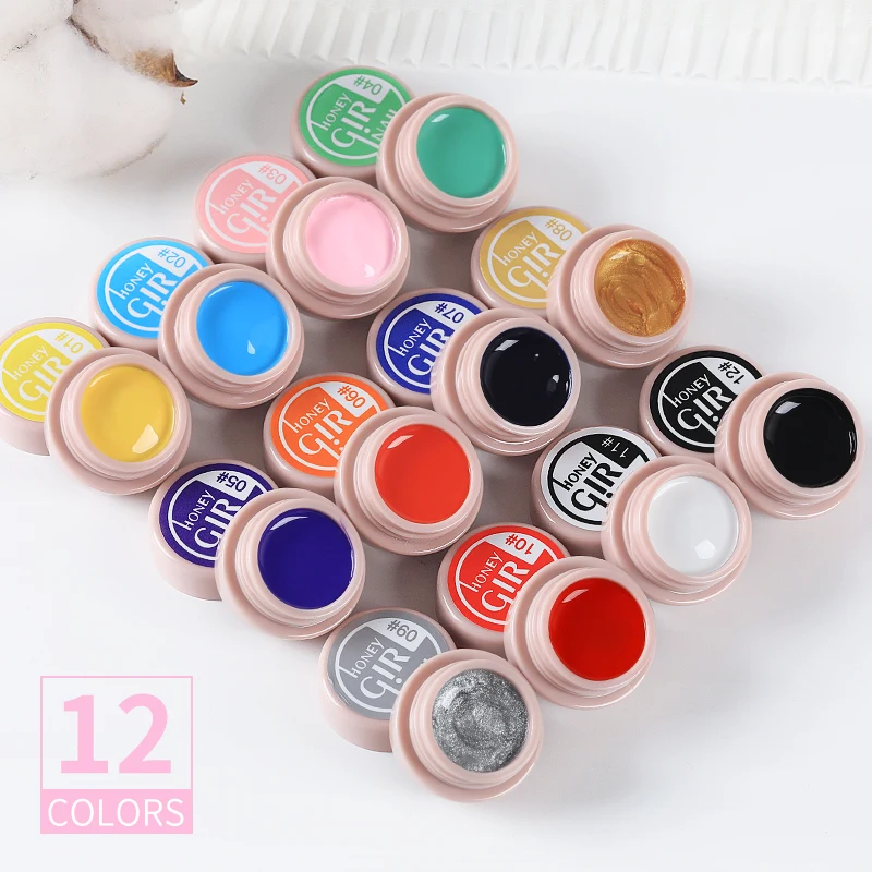 HONEY GIRL 12 Color OEM Private Label Nail Painting Polish UV Led Drawing Liner Nail Art UV Gel Polish