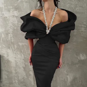 French Elegant Diamond-encrusted Black Dress Summer 2025 Sexy Long Party Bandage Dress