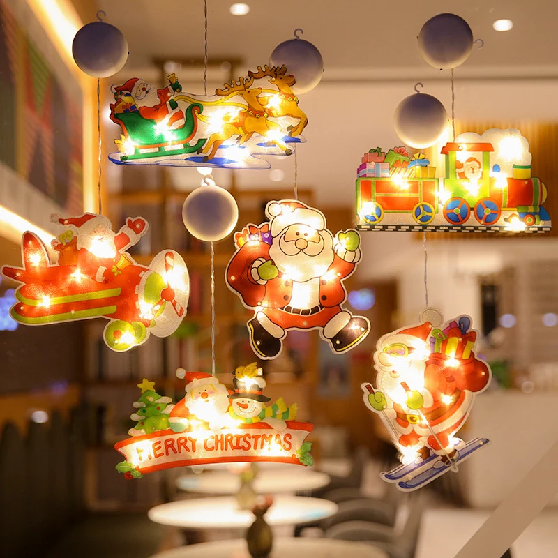 Santa Claus Led Saugnapf Fenster Hängelampen Weihnachten Dekorative Atmosphäre Festliche Dekorative Lichter