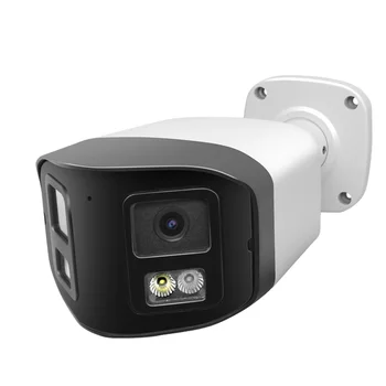 8MP Dual Lens 180 Degree Panoramic Hik Compatible IP PoE Security Camera ColorVu IP67 Two Way Audio Outdoor CCTV Bullet Camera