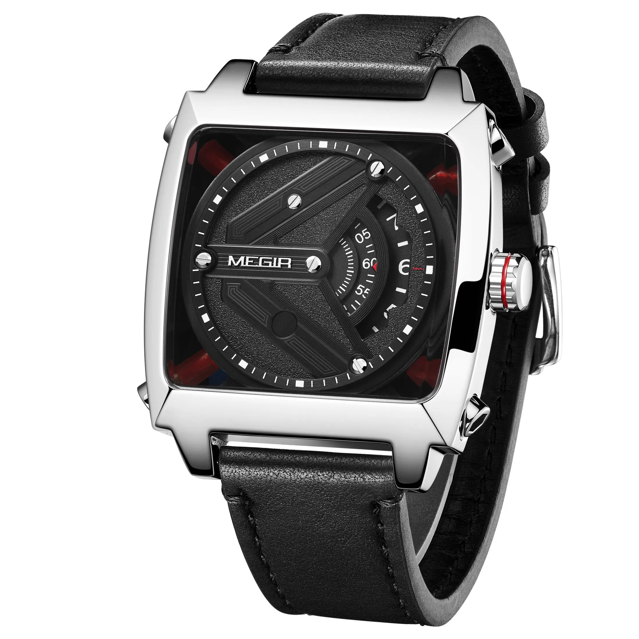 MEGIR 62071 Men's Watch Automatic Mechanical with Leather Strap