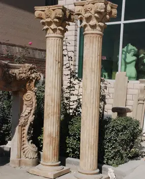 Grandiose House Decor Pillars, Marble Statues of Imperial Roman Style