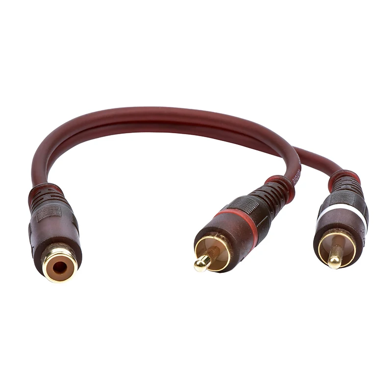 2xrca Audio Y Splitter Plug Adapter 1 Male to 2 Female Gold Plated Connector T1 for sale online 