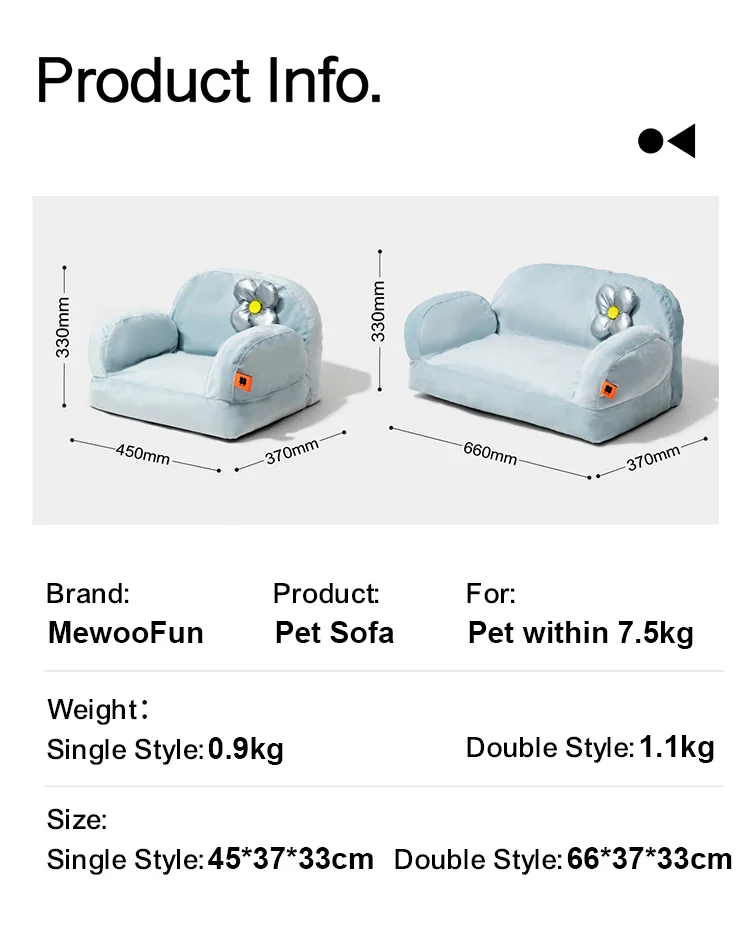 Mewoofun Hot Sale Lovely Anti Slip Fluffy Sofa Pet Dog Bed Couch Bed