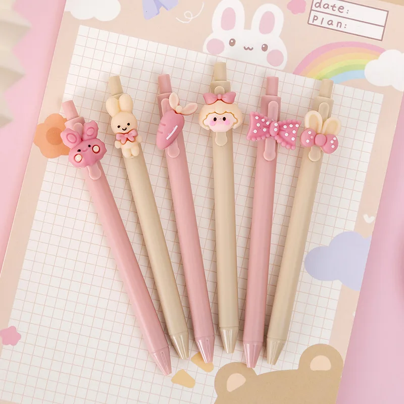 Korean Cute Kawaii Pink Rabbit Black Gel Ink Ballpoint Pen For Girls ...