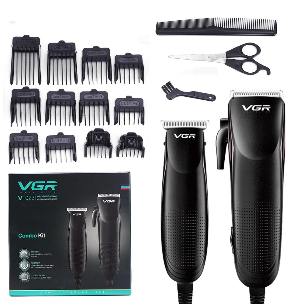 Вгр V-023 Лидер продаж все металлические чистый черный выпрямитель для волос триммер профессиональная машинка для стрижки волос с ЖК-дисплеем показать Электрический триммер для волос для мужчин