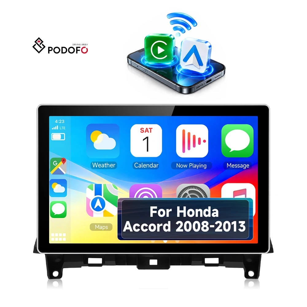 Podofo 12.3-inch Android Car Radio for Honda Accord 2008-2013 Wirelessly Carplay/ Android Auto 2+32G GPS/WiFi Supplier Wholesale A8538A4785JG/A8538