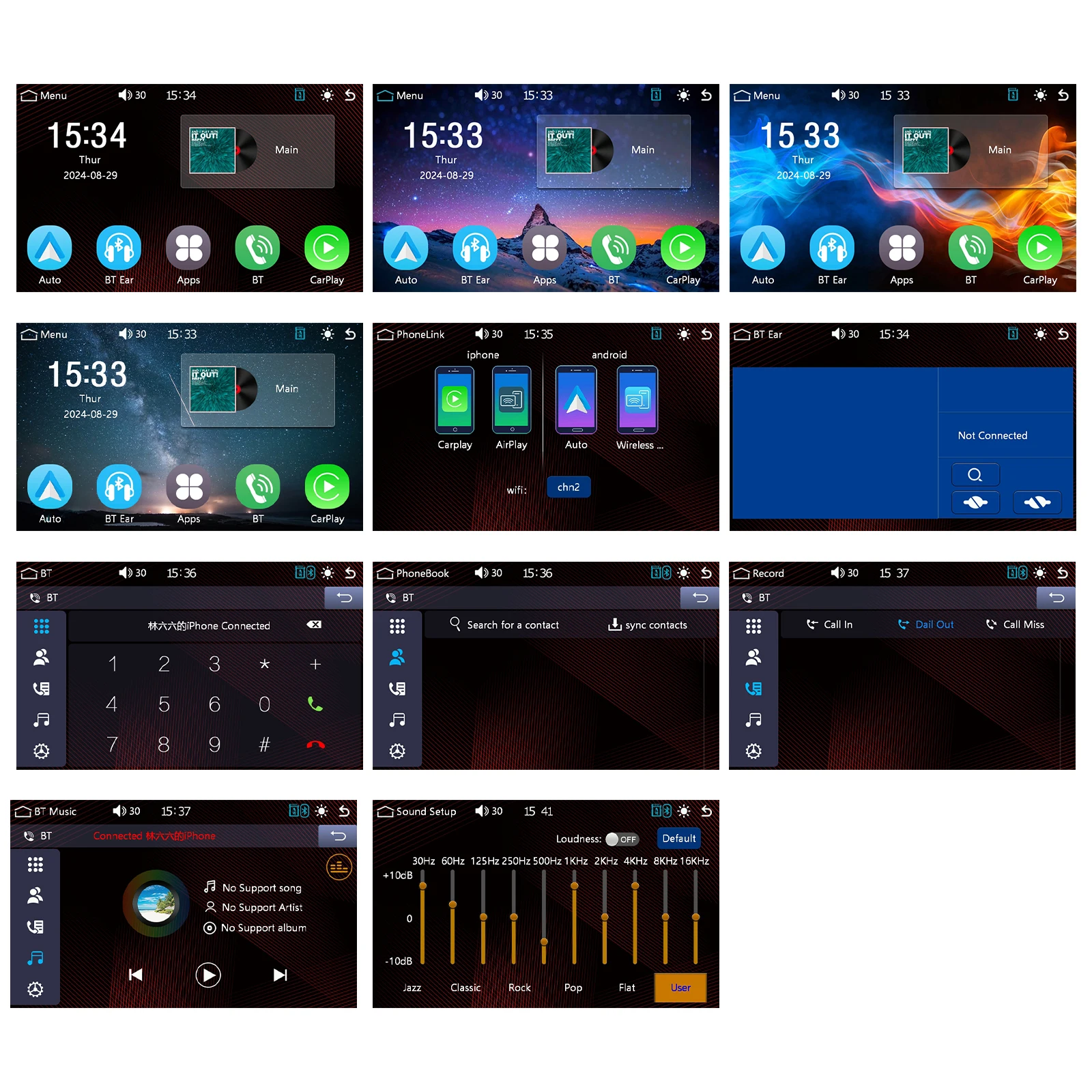 android auto monitor ip67 waterproof for motorcycle support airplay android cast bt a3910-9