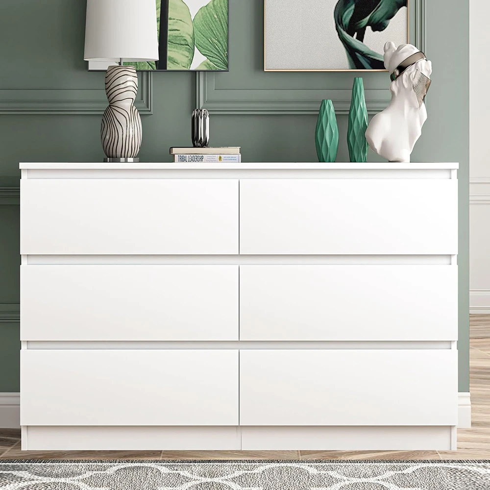 product nu deco luxury white 6 drawer modern double dresser with wide storage for bedroom-1