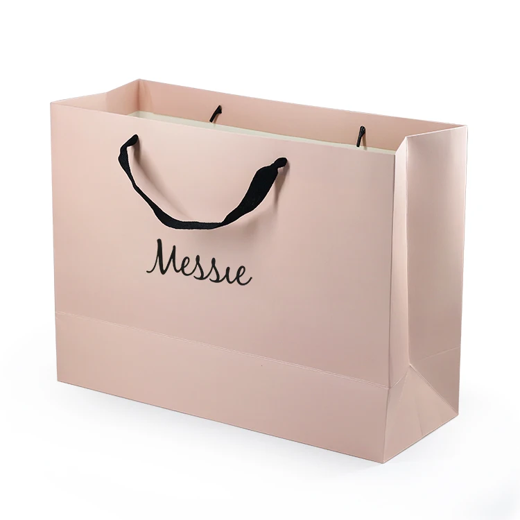 Source Bolsas de regalo personalizadas de lujo para boutique, bolsas de personalizadas de papel rosa con impresión de logotipo, fabricantes de on m.alibaba.com