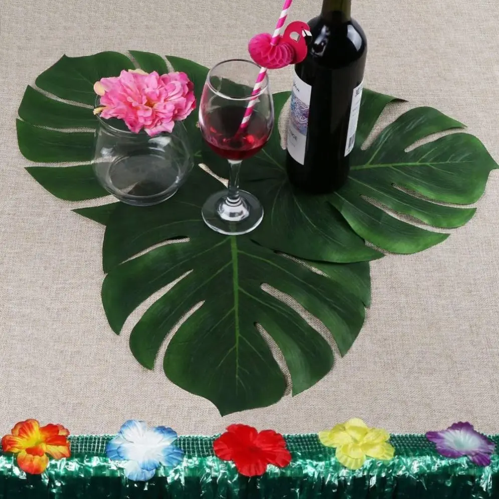 Hawaiian Luau Theme Party Decorations - 12pcs Palm Leaves, image size:995x995