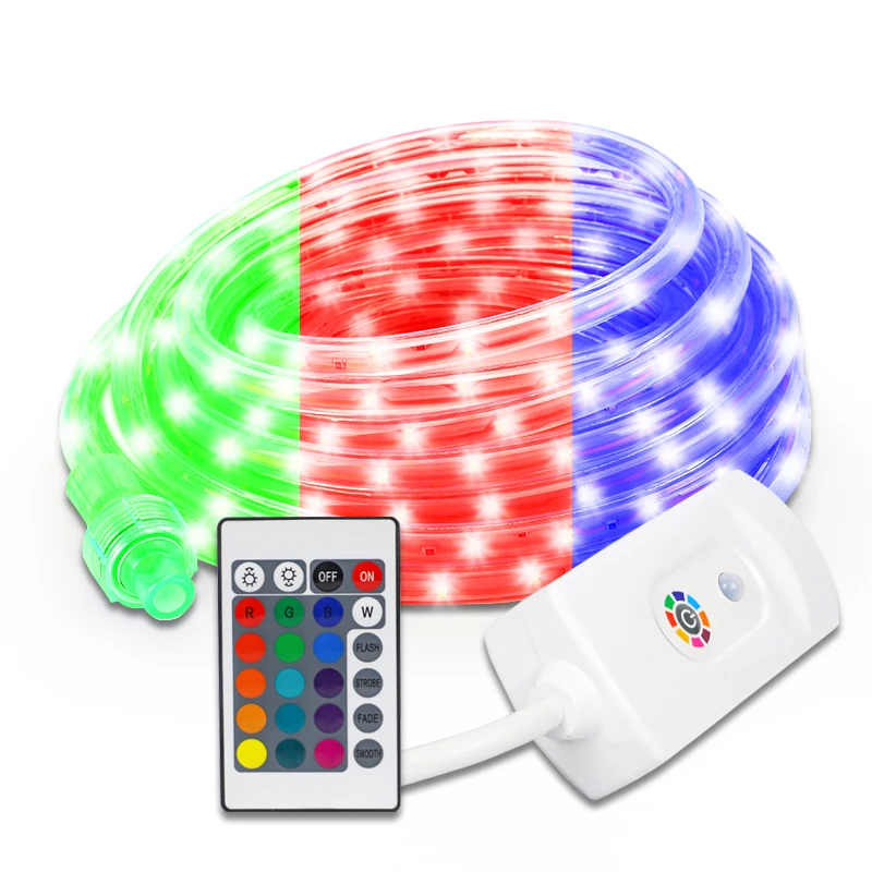24ft RGB LED Rope Light IP65 Waterproof Any-Bendable Water Pipe Lamp Outdoor for Swimming Pool Linear Atmosphere