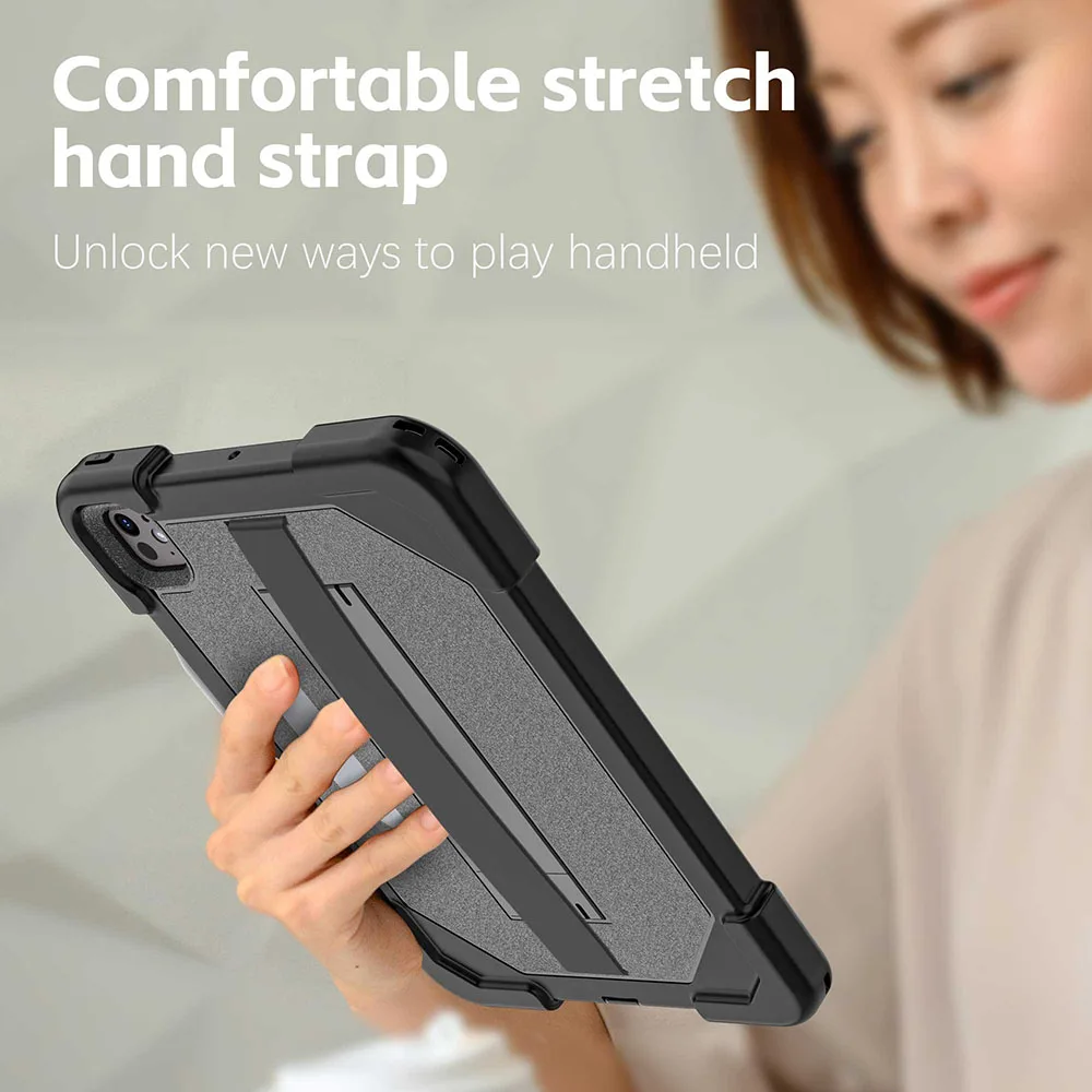 Simple Business Tablet Case For Ipad Pro 11 Inch 2024 With Hand Grip Strap Adjustable Holder Anti Fall Drop Pbk214 Laudtec supplier