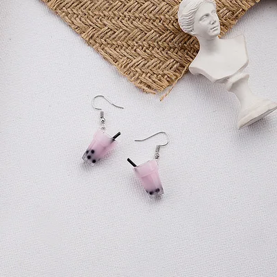 Amazon.com: CH Cute Pearl Milk Tea Dangle Earrings Funny Earrings for Women  Girls Valentine's Day Earrings,Pink: Clothing, Shoes & Jewelry