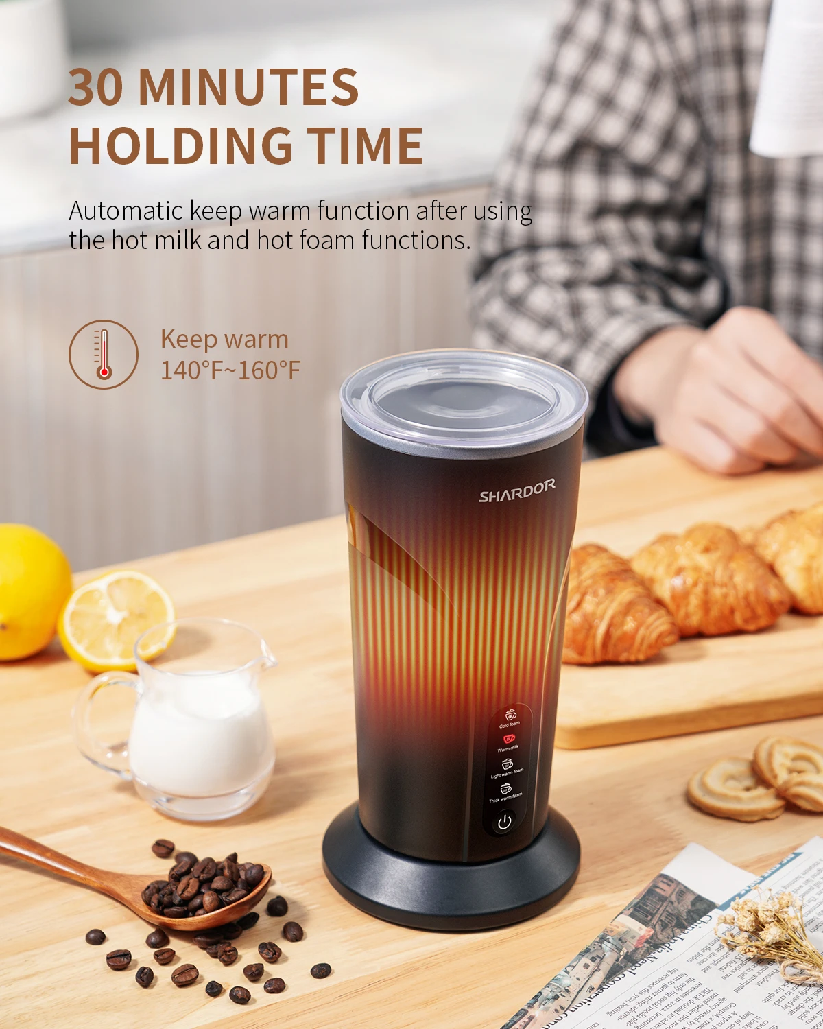 Automatic Electric 4 in 1 Milk Foam Machine With Stand Cappuccino Foamer Espresso Steamer Milk Frother