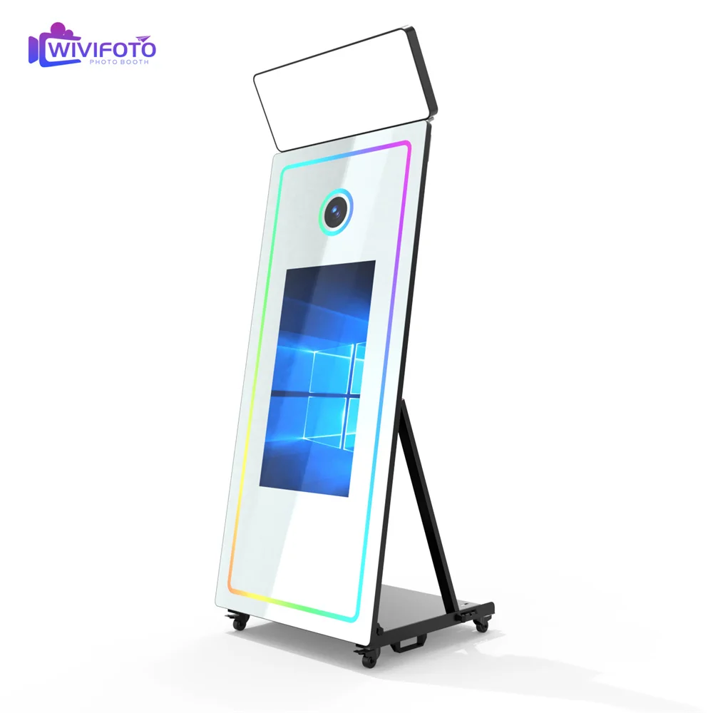 WiViKiosk Photo Booth Mirror Interactive Animation Mirror Photo Booth for Sale Mirror Photo Booth Touch Screen 65inch