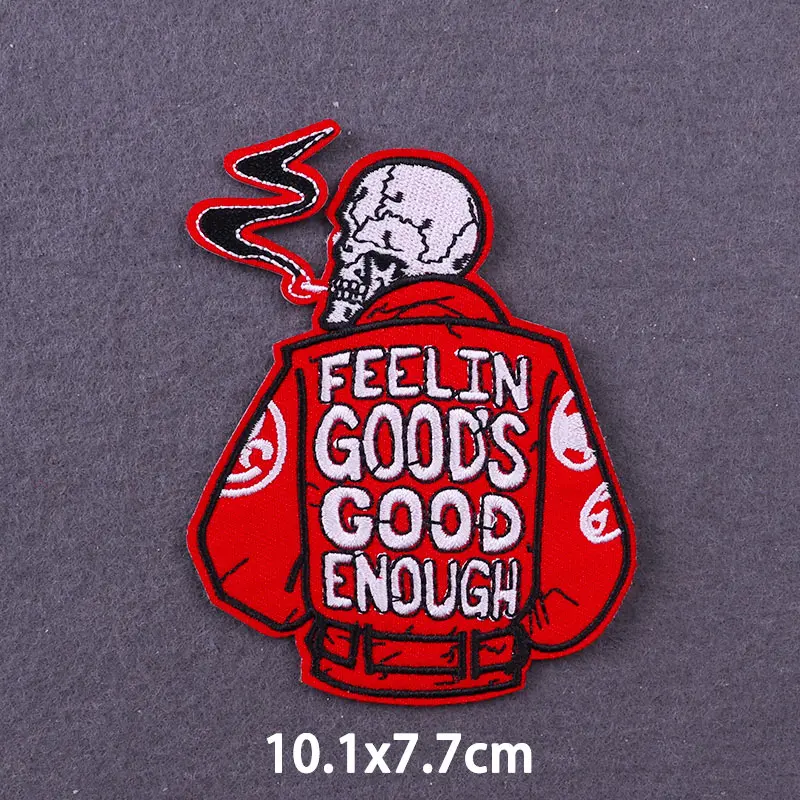 Custom DIY Personality Logo Patches Flame Letters Ghost Face Iron on Embroidered Patches for Clothing