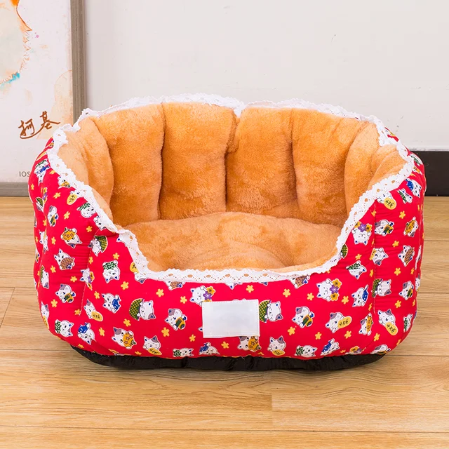 Hot Selling Cute Cartoon Printing Plush Kennel Pet Small Animal Dog Cat Beds mat