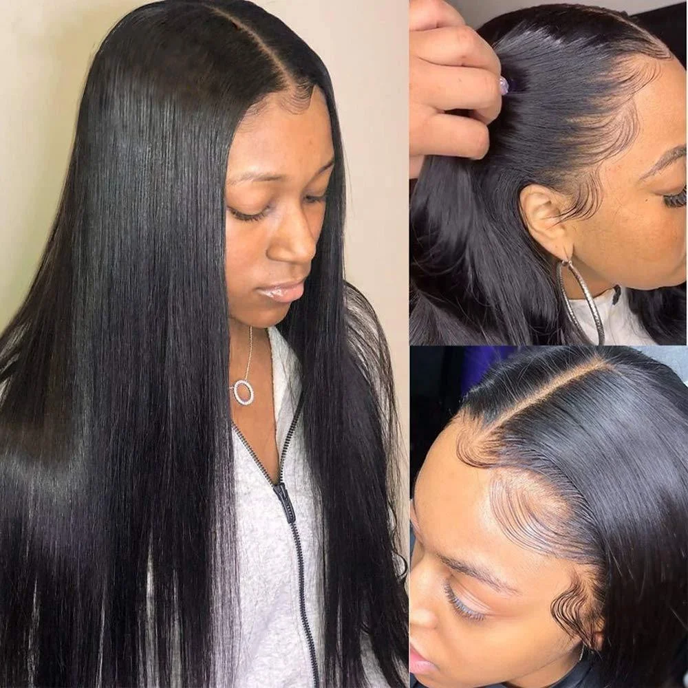 Natural Pre Plucked Bone Straight Weaves Brazilian Glueless 360 Full Hd ...