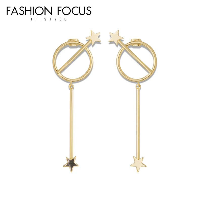 Unique Custom Personalized Brass 18K Gold Plated Women Gift Jewelry Fashion Star Drop Earrings(图2)