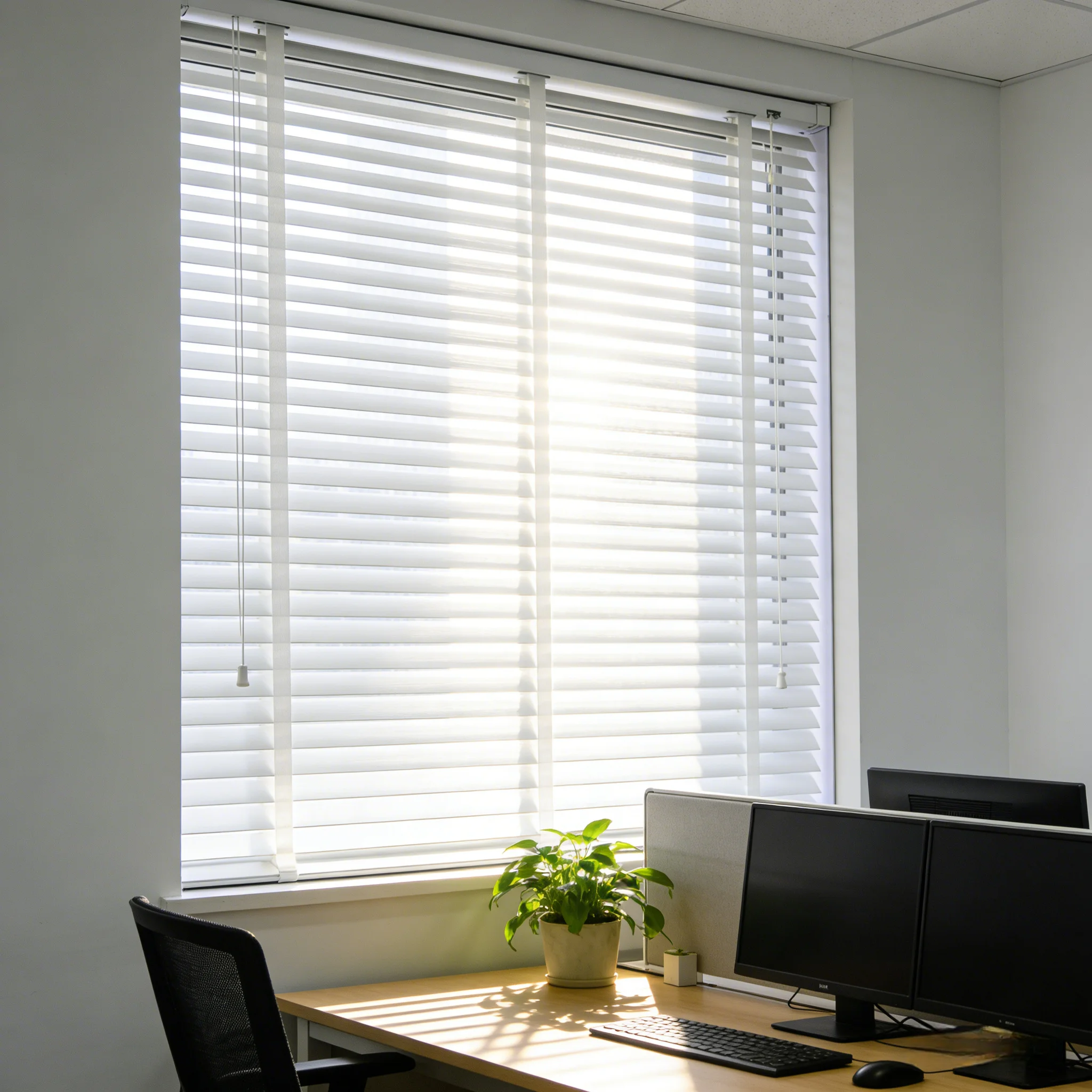 Customizable Vertical PVC Corded Blinds with Wide Ladder Tape Glare Control & UV Blocking for High Quality Home Office Windows