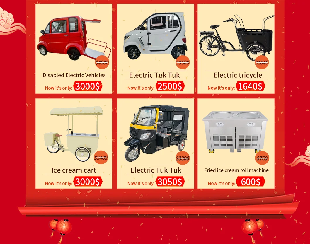 Mobile Ice Cream Vending Tricycle with Mini Refrigerator Adult 3 Wheels Cargo Bike  Freezer Bicycle for Cold Drinks