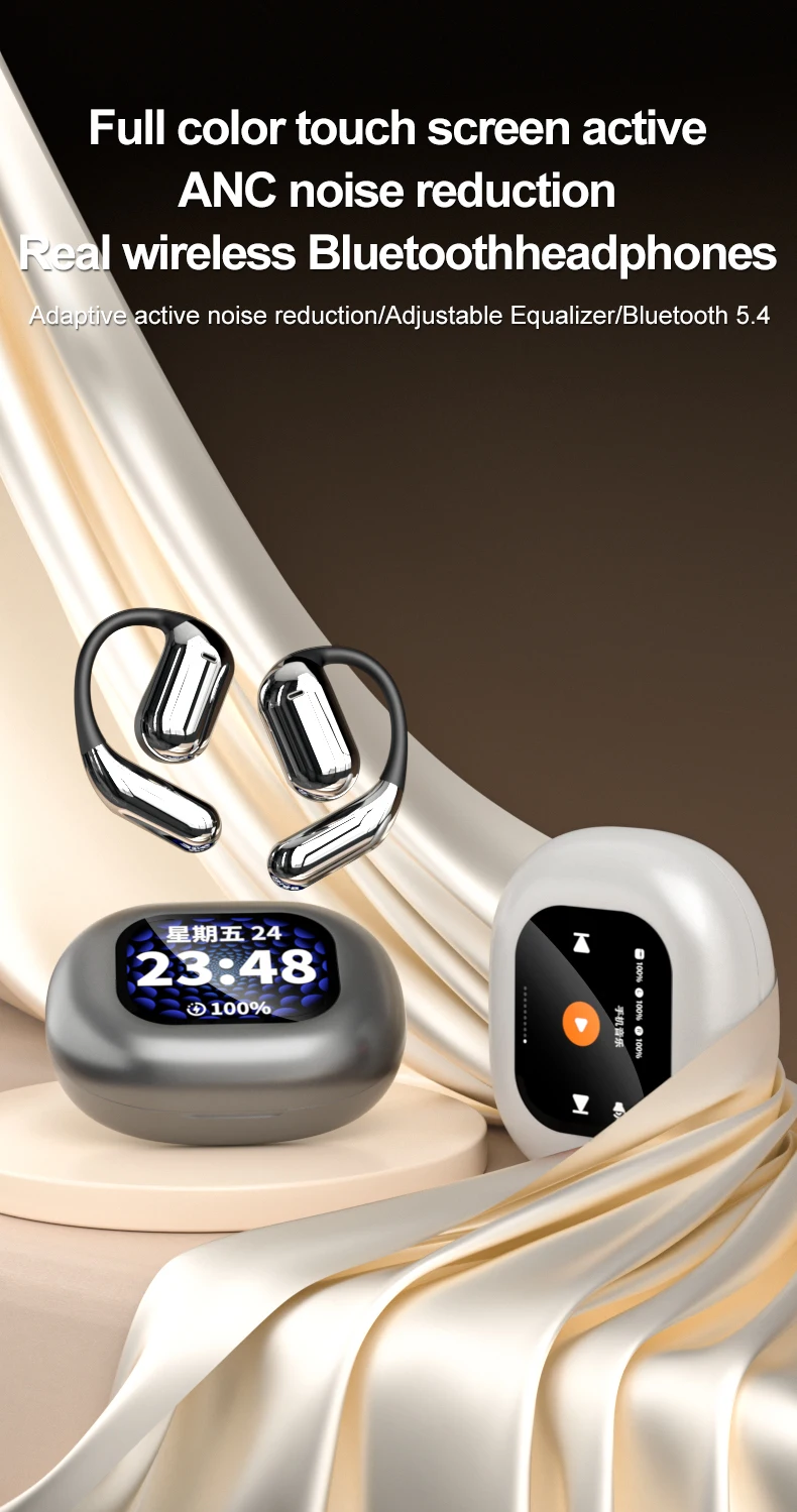 2024 Q16 PRO Wireless Earbuds LCD Touch Control Screen Ear Hooks Earphone BT 5.4 Camera Music ANC Noise Reduction Headphones