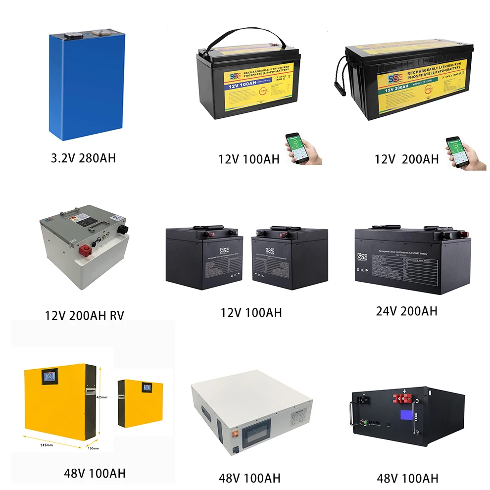 12v 100ah Solar Battery Lifepo4 24v 200ah Lithium-ion Battery 48v 250ah ...