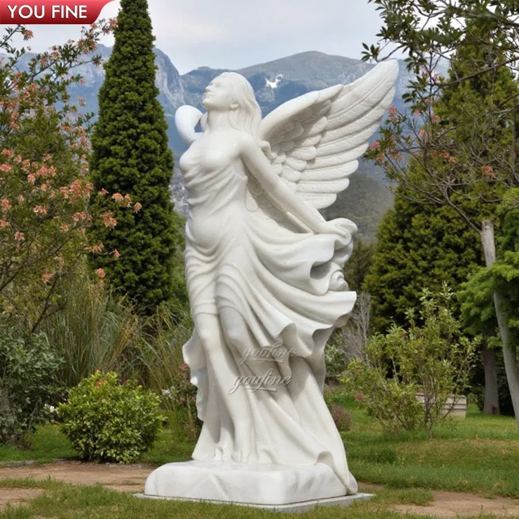 ガーデン手彫り天然石彫刻大理石フライングエンジェル像販売| Alibaba.com