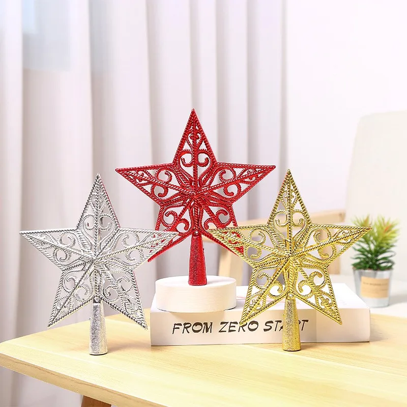 15CM Christmas Tree Topper Star Treetop Decoration for Christmas Home Decoration Christmas Treetop 3D Hallow  Star Topper
