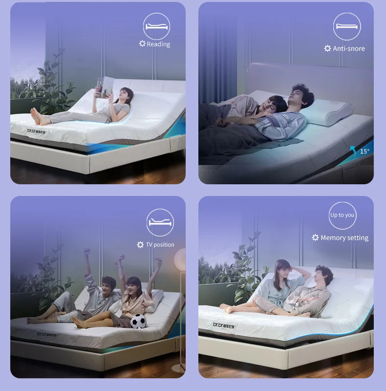 Luxury Smart Bedroom Furniture King Size Electric Lift Mattress Remote