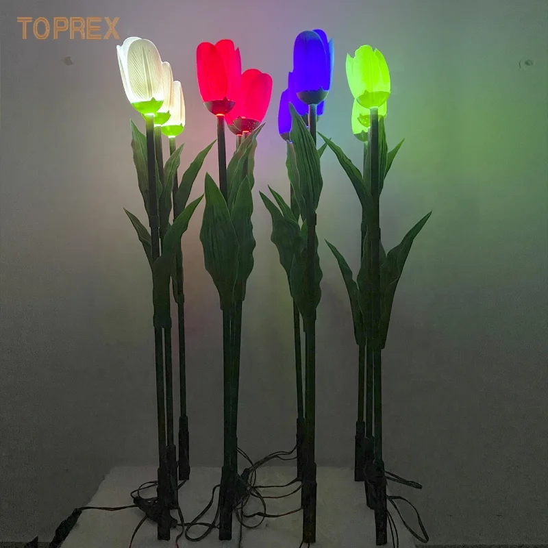 TOPREX LED Artificial PU Tulip Lights Plug-In Garden Decoration Lighting for Weddings Mother's Day New Year Parties