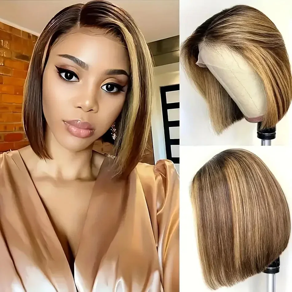 Bob Wigs Capelli umani 13X4 Pizzo Parrucche brasiliane lisce 100% capelli umani di qualità_voghion.com