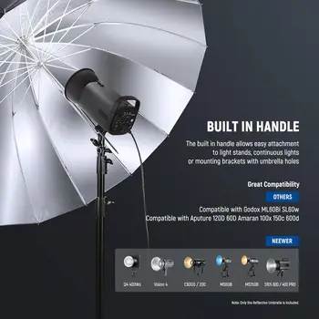 NEEWER 41"/104cm Parabolic Reflective Umbrella Photography with Silver Inner for Camera Photo Studio Video Light detail image