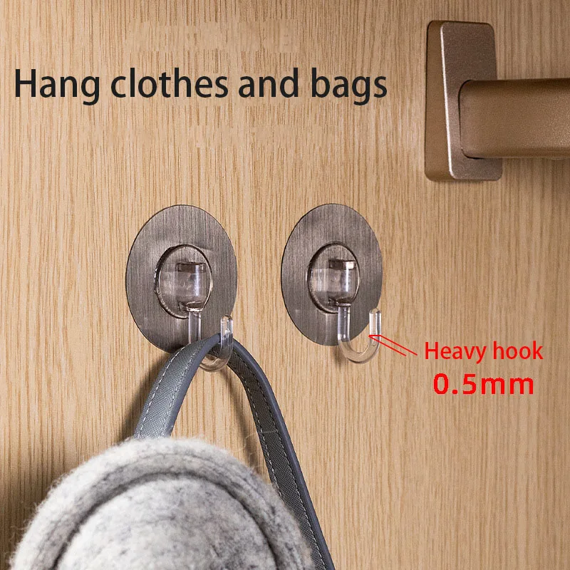 Crystal Round Traceless Suction Cup Hook Pc Plastic Large Bend Hook Transparent Wall Mounted Hook details