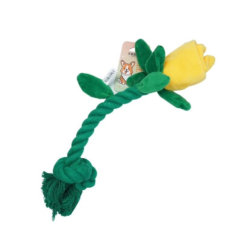 rose flower dog toy BARK Valentine's Rose Tough Dog Tug Toy, Red, Medium main image 0