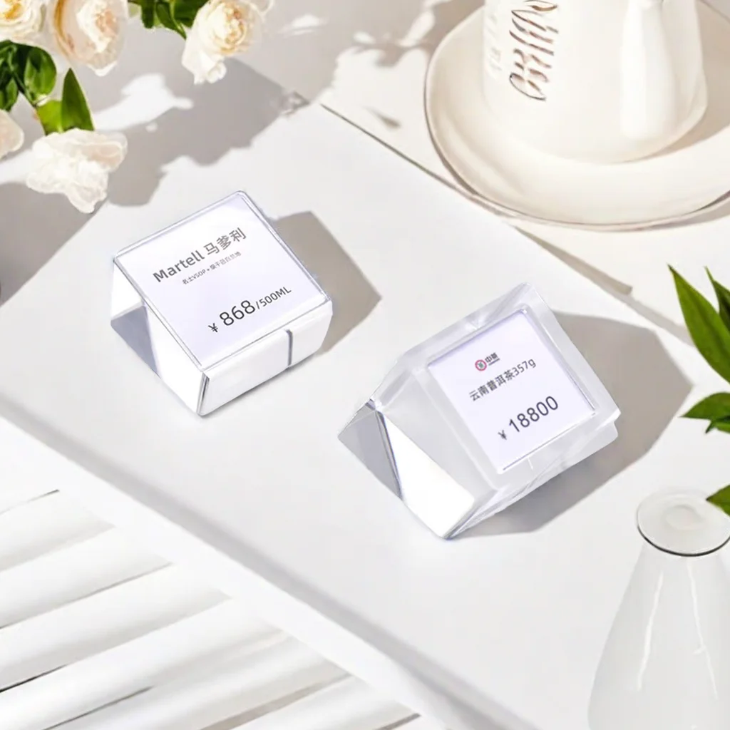 Custom Mini   Square Clear Tabletop Name Sign Stand Price Label Small Acrylic Sign Holder for Bakery Jewelry Cafe