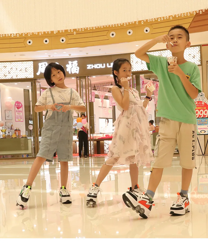 Adjustable Kick Out Wheeled Shoes Zapatos Con Ruedas Kick Roller Skate Shoes With Retractable Wheels Rollers Adult